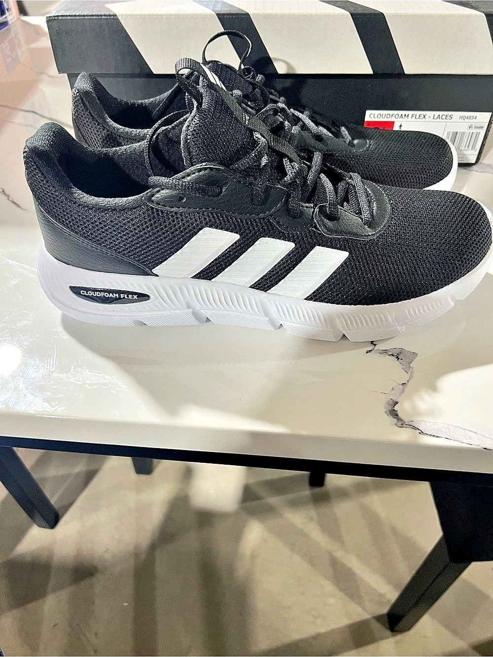 adidas Cloudfoam Flex Laces Men's Black & White US 8.5